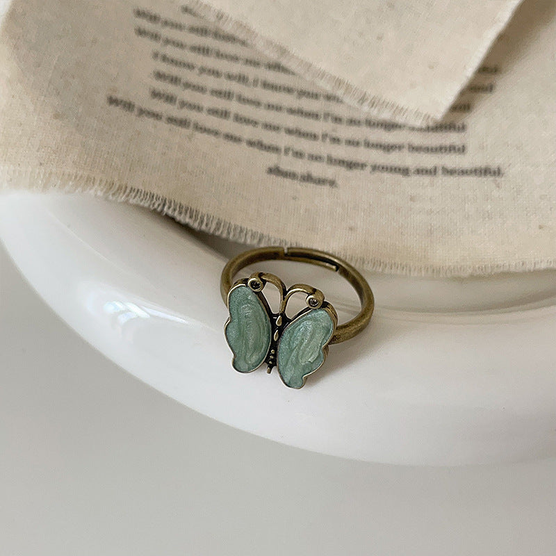 Style Light Luxury High-grade Dripping Butterfly Flower Open Female Rings