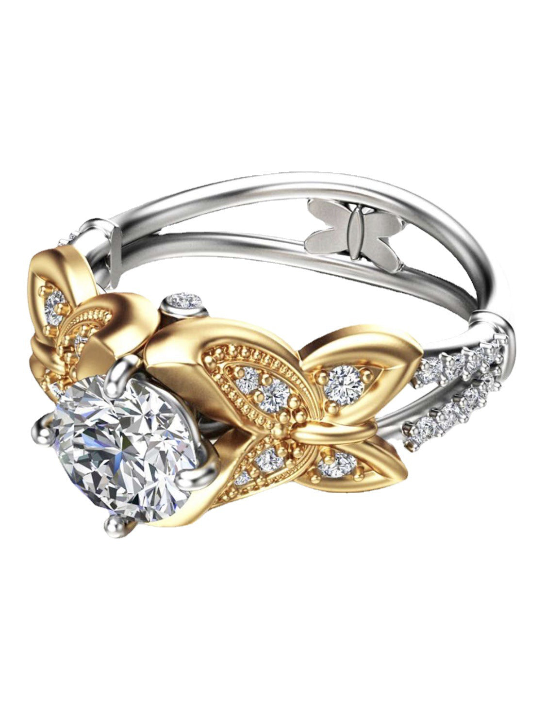 Women's Ornament Electroplated Two-color Zircon Simple Fashion Rings
