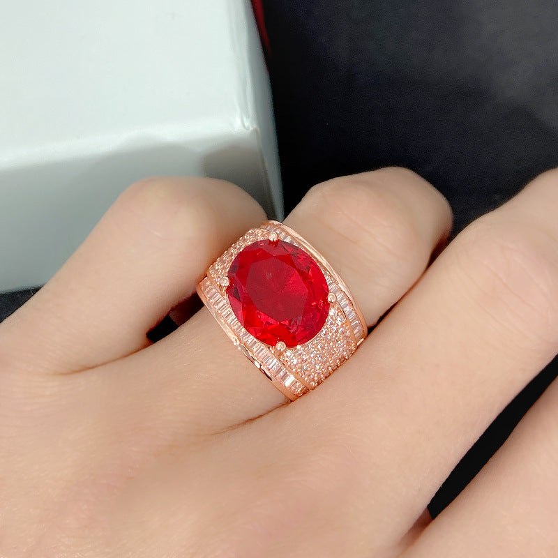 Adjustable Imitation Ruby Zircon Full Diamond Rings