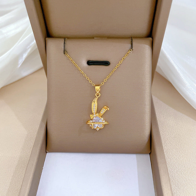 Steel Light Luxury Full Diamond Design Temperament Necklaces