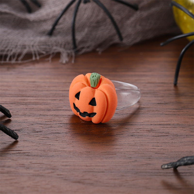 Creative Halloween Series Resin Cartoon Pumpkin Rings