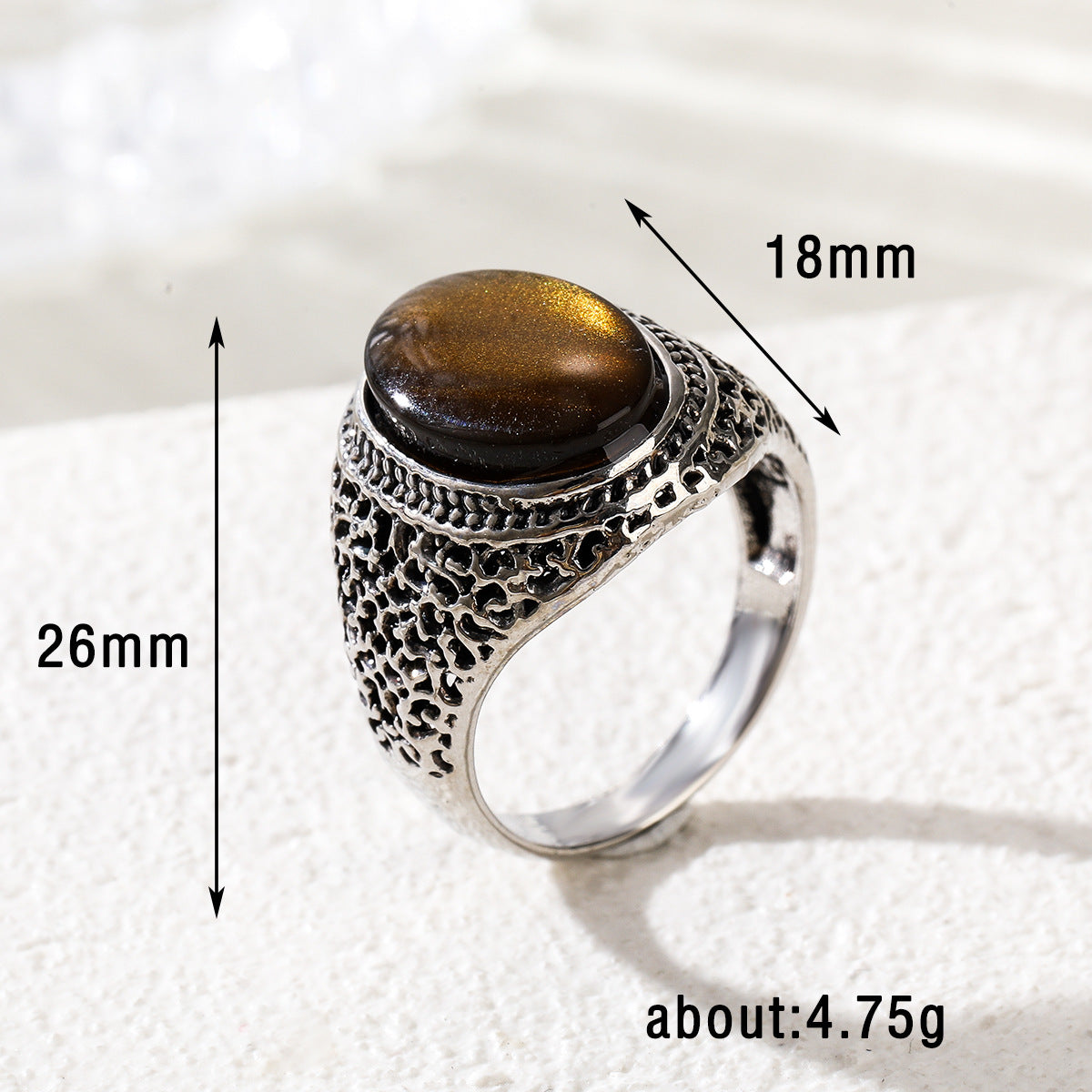Women's & Men's Retro Personality Oval Tigereye Simple Fashion Rings