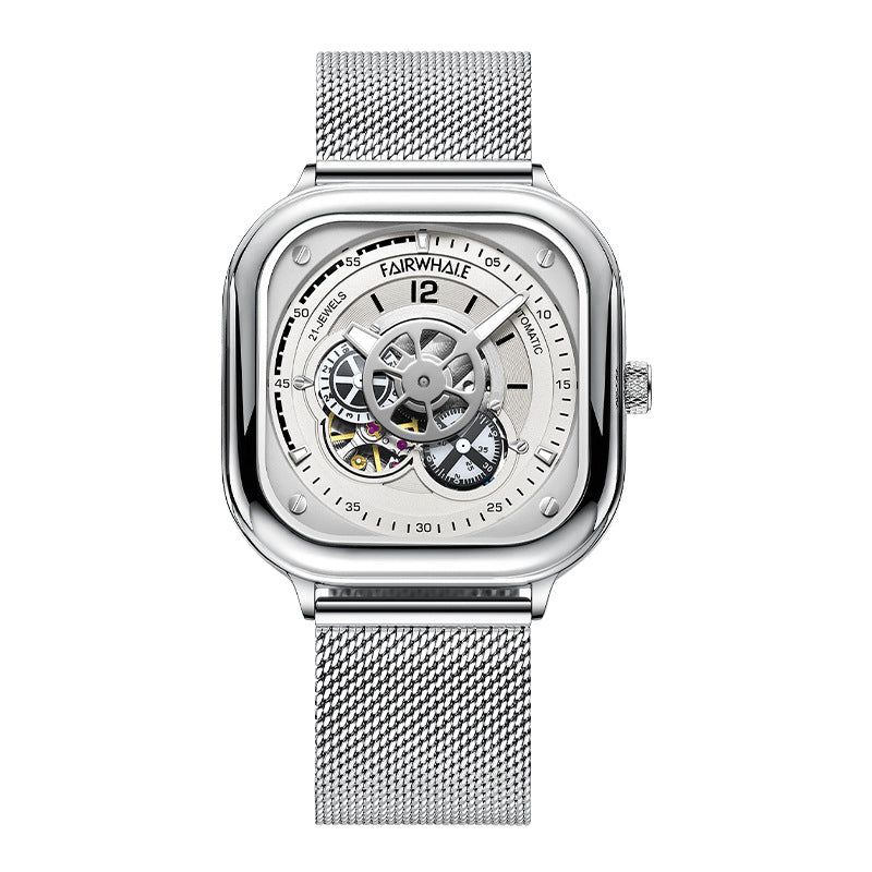Watch Square Casual Hollow Large Dial Mechanical Watches