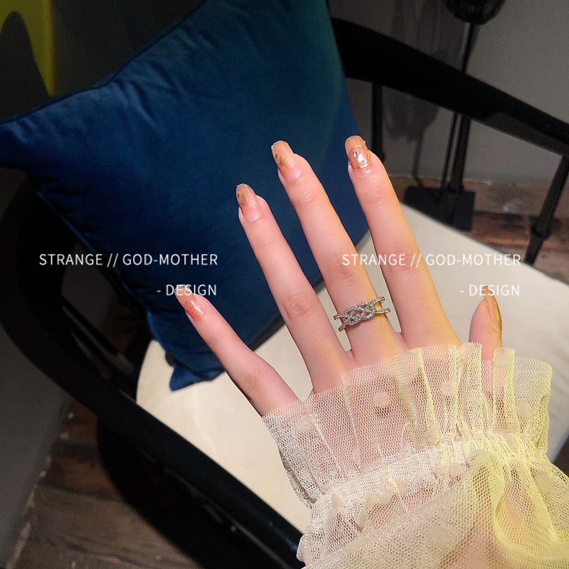 Super Shiny Light Luxury Full Zirconium Open Rings