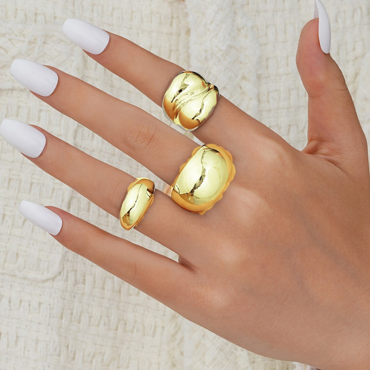 Women's Golden Irregular Opening Niche Trendy Set Graceful Rings