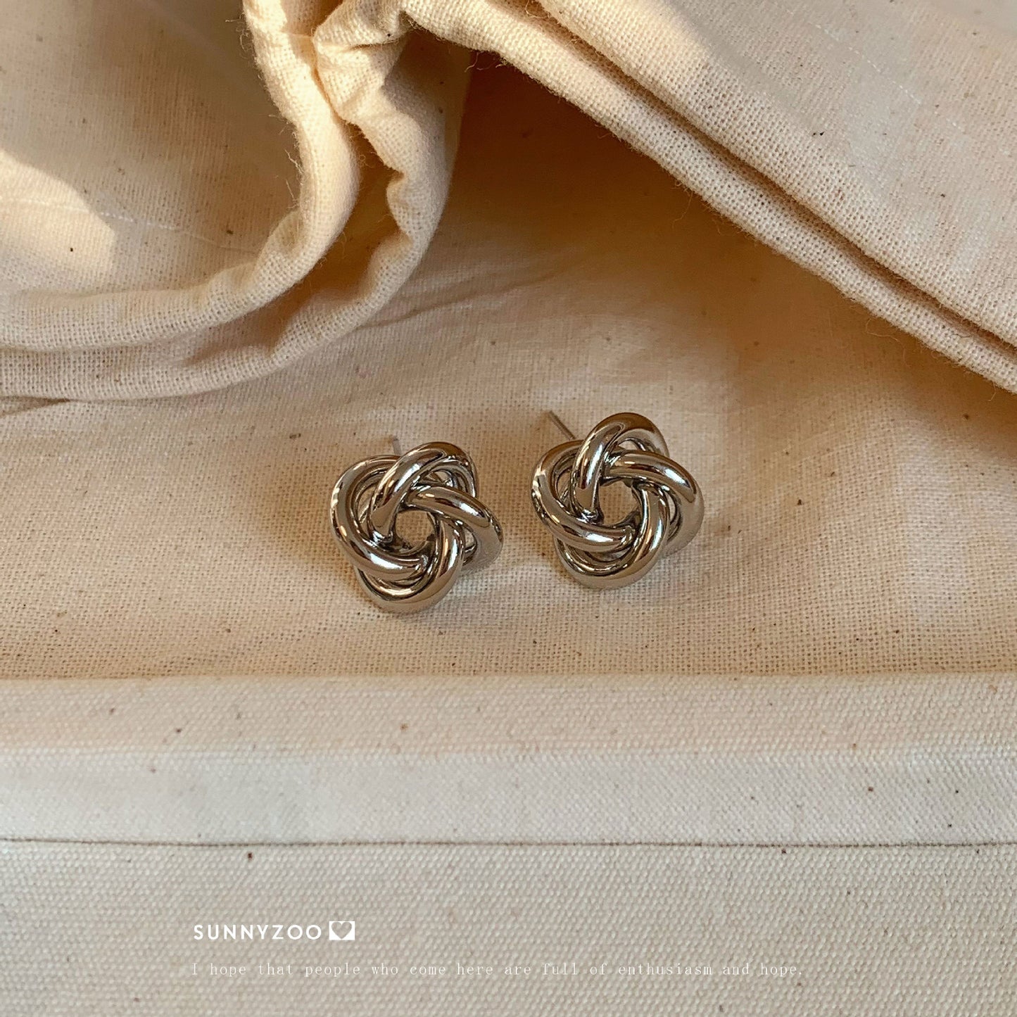 Twist Simple Design Minority Hollow Metal Earrings