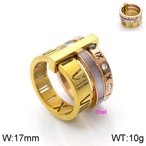 Women's Roman Letters Two-color Fashion Atmospheric Stainless Rings