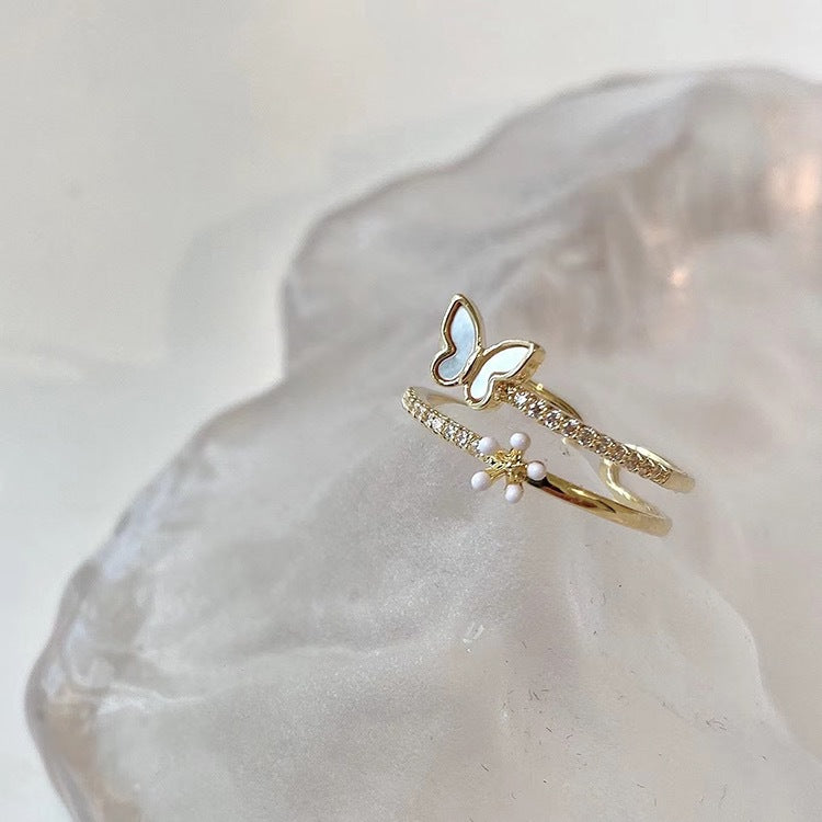 Open Cute Refreshing Butterfly Shell Small Rings