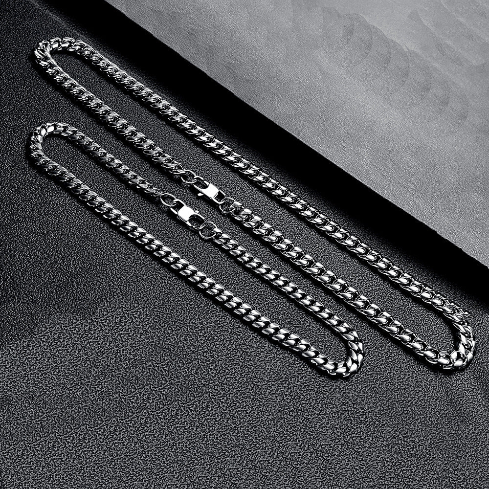 Men's Link Chain Fashion Sweater Square Buckle Necklaces