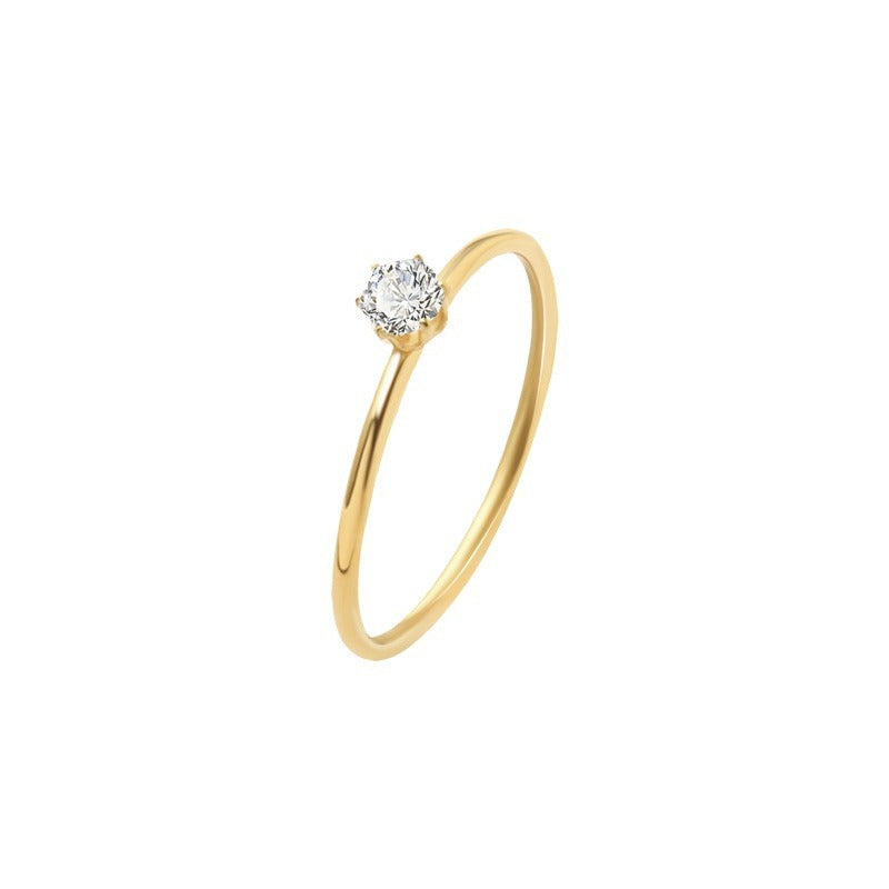 Diamond Little Finger Stainless Steel Titanium Rings