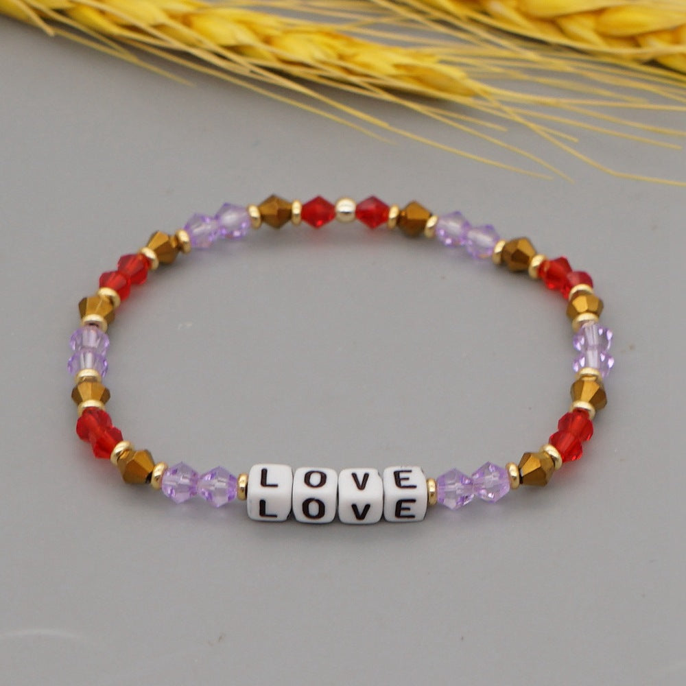 Women's Bohemian Style Crystal Letter Simple Personality Bracelets