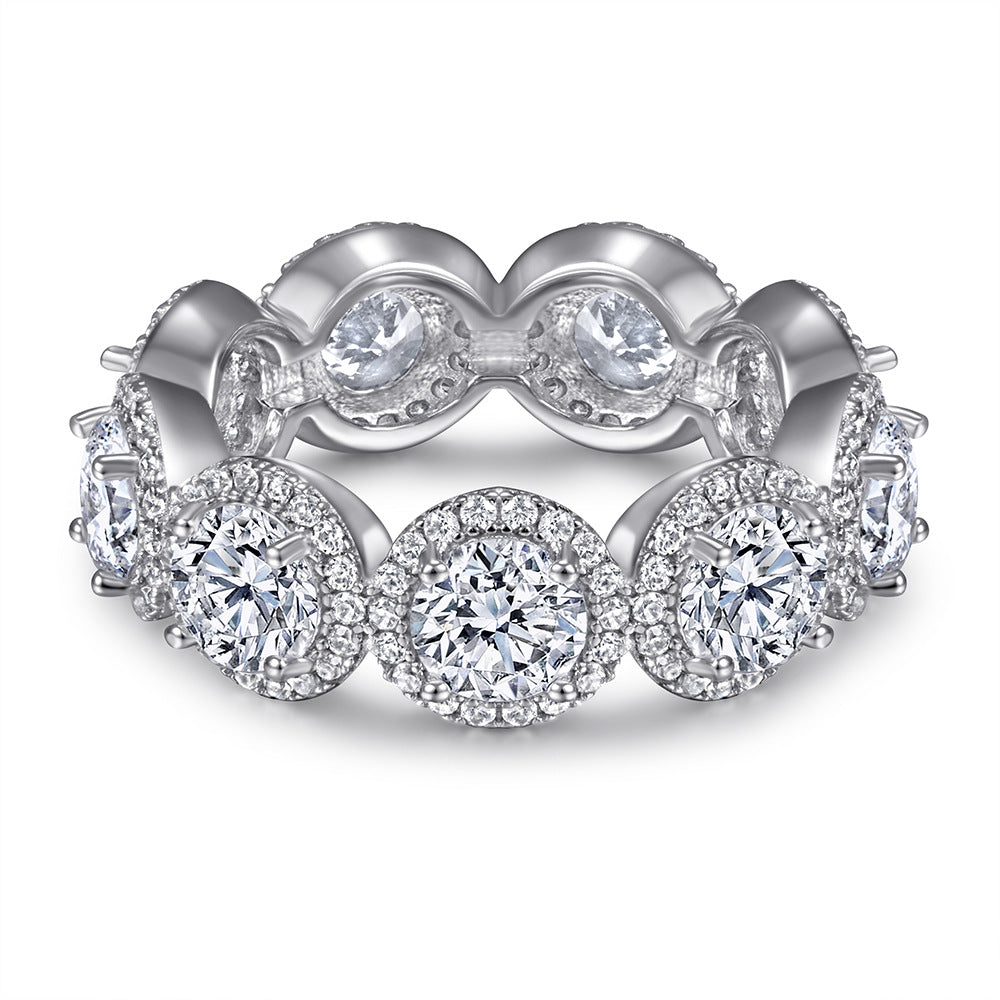Women's Fashion Sier Sterling Zircon Single Row Rings