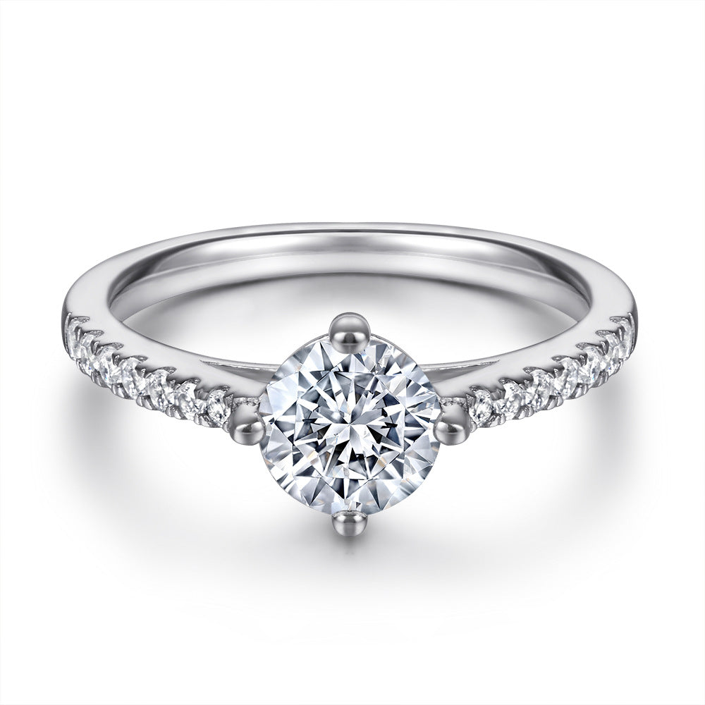 Women's Fashion Sier Sterling Zircon Single Row Rings