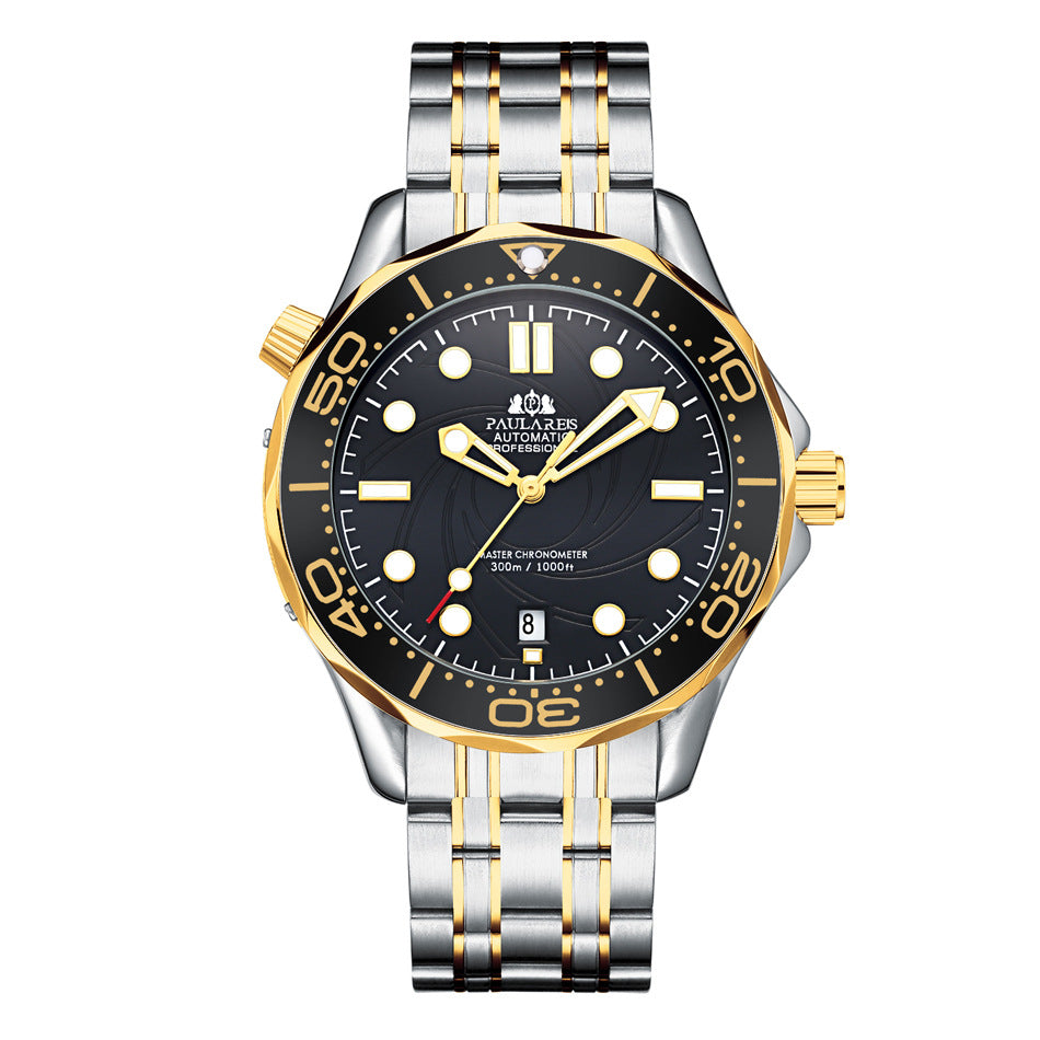 Men's Luminous Steel Strap Gold Watch Mechanical Watches
