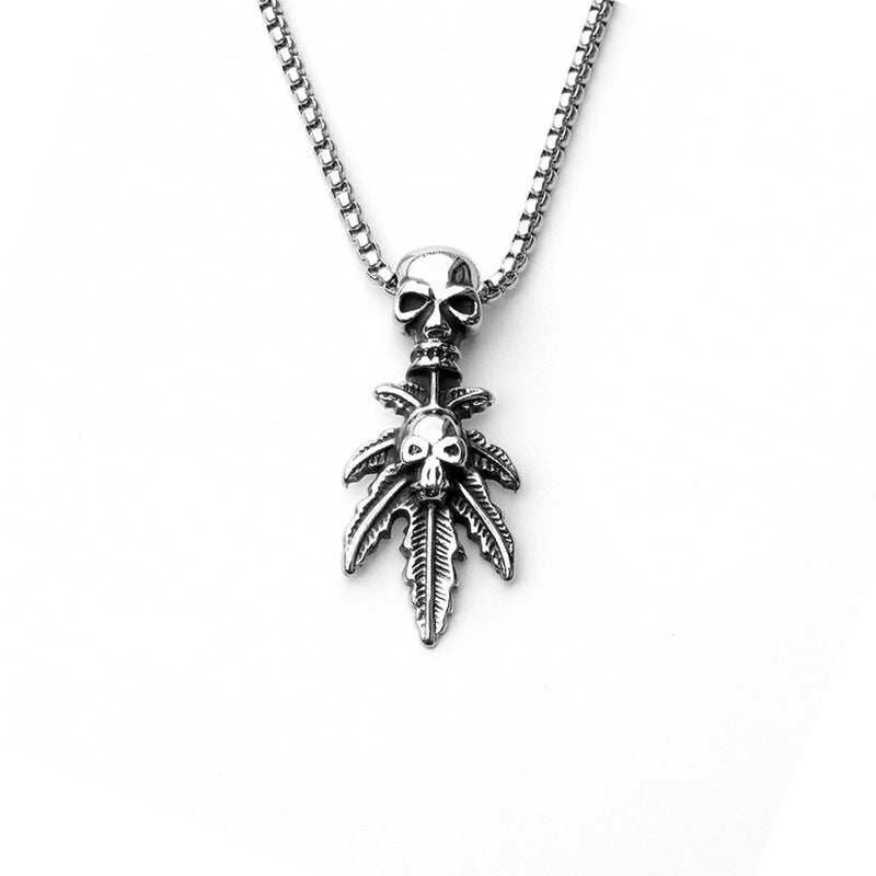 Men's Vintage Cross Ghost Head Titanium Fashion Necklaces
