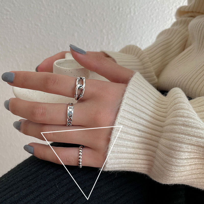 Design Female Simple Cold Style Chain Rings