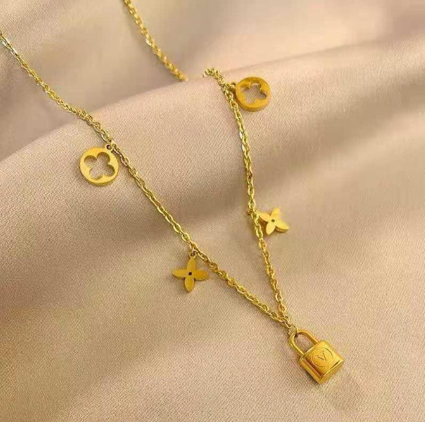 Women's Butterfly Bead Love Plane Rose Letter Square Necklaces