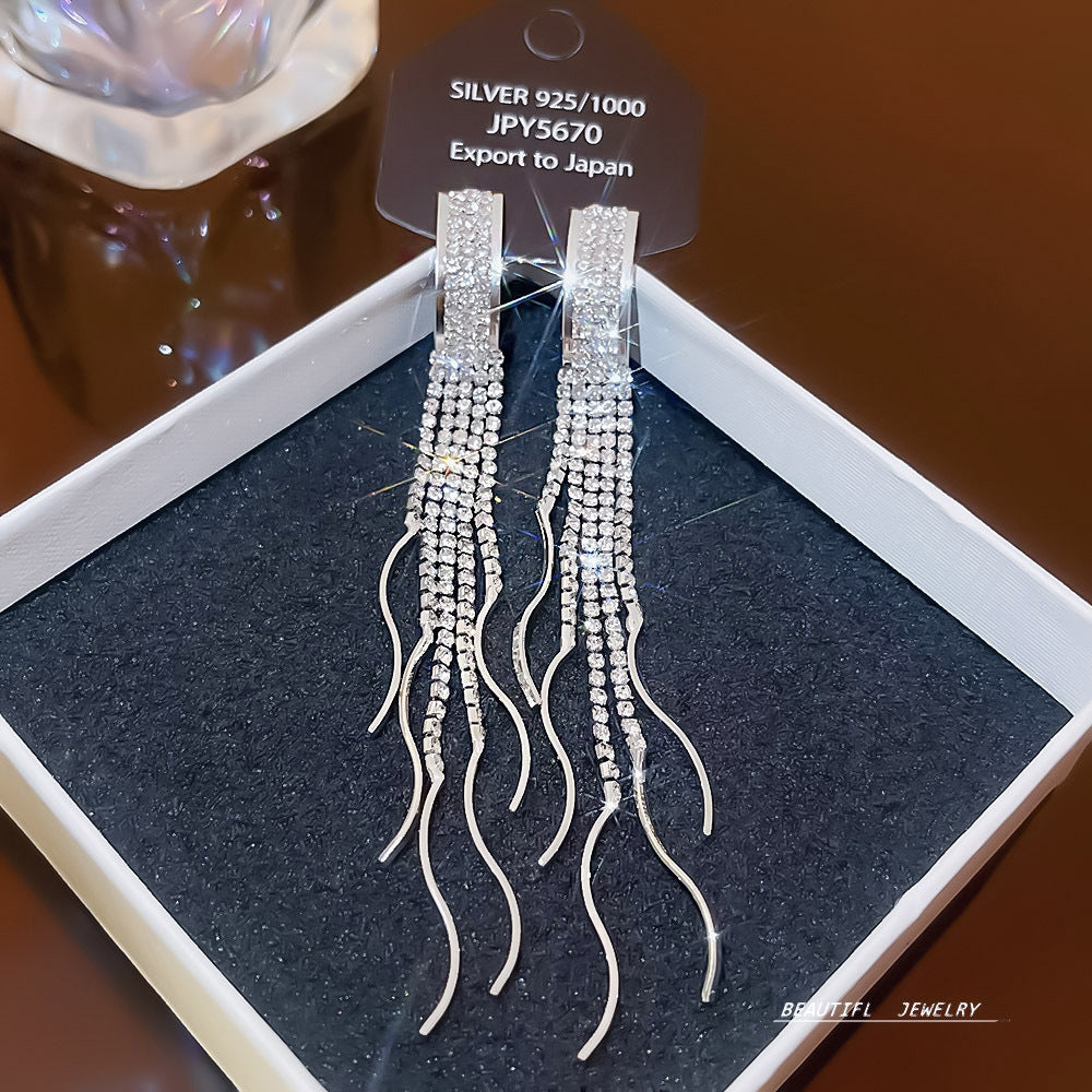 Women's Zircon Tassel High-grade Light Luxury Delicate Earrings