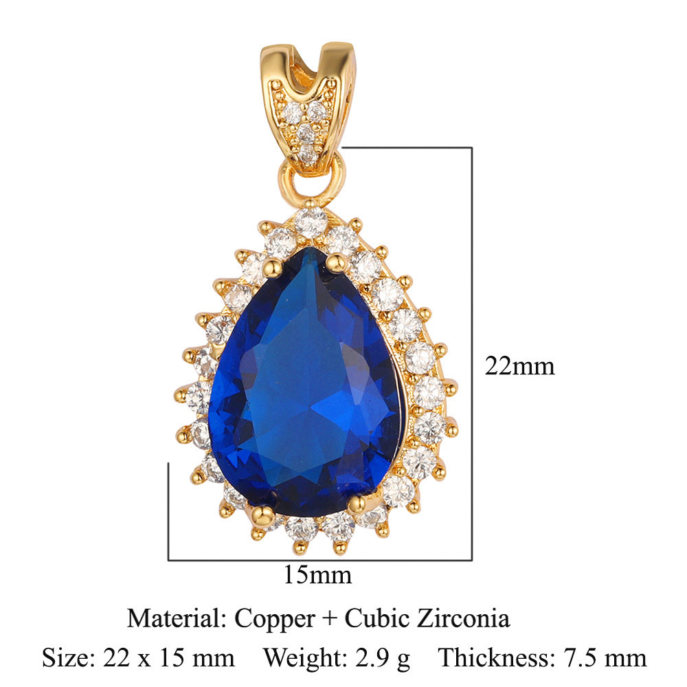 Cut Zircon Vintage Water Drop Oval Necklaces