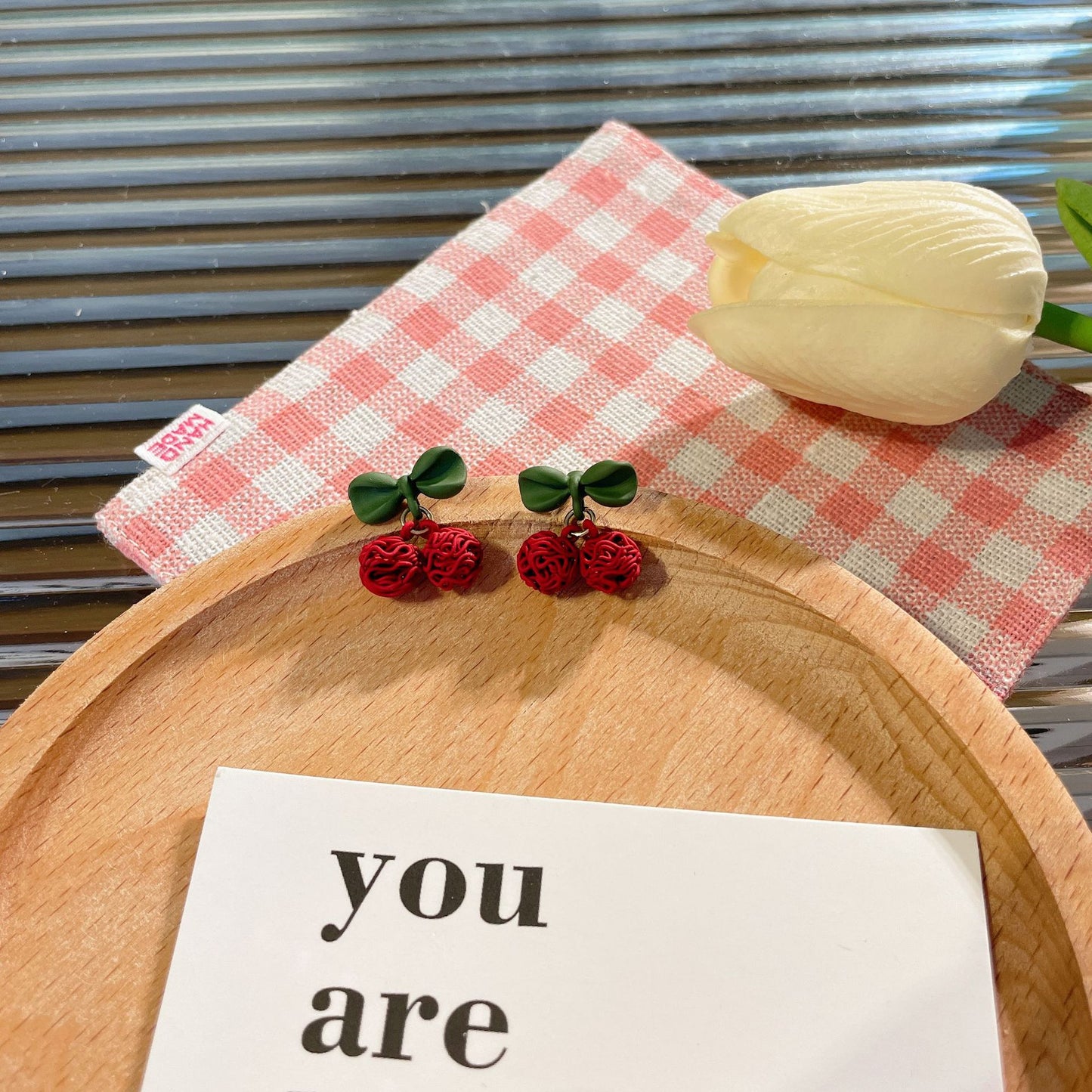 Women's Style Contrast Color Personality Cherry For Earrings