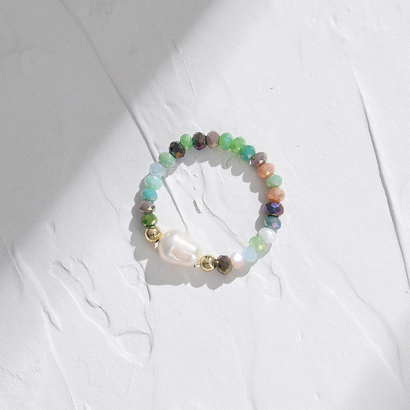 Graceful Personality Pearl Colorful Opal Beaded Rings