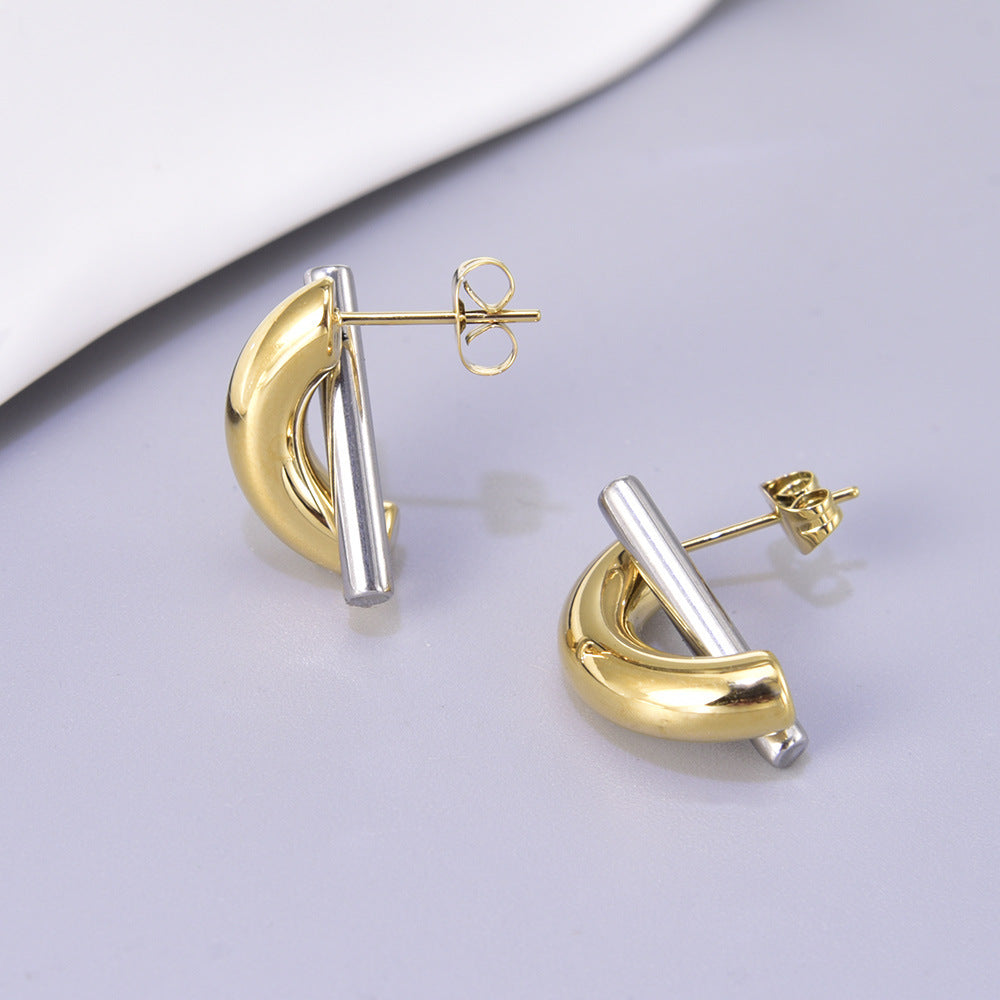 Gold-plated Texture Cross Twist Ear Clip Gold Earrings