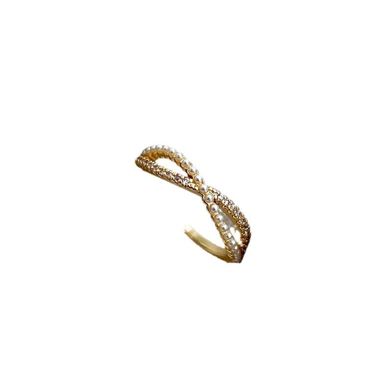 Electroplated Freshwater Pearl Zircon Stitching Butterfly Exquisite Rings