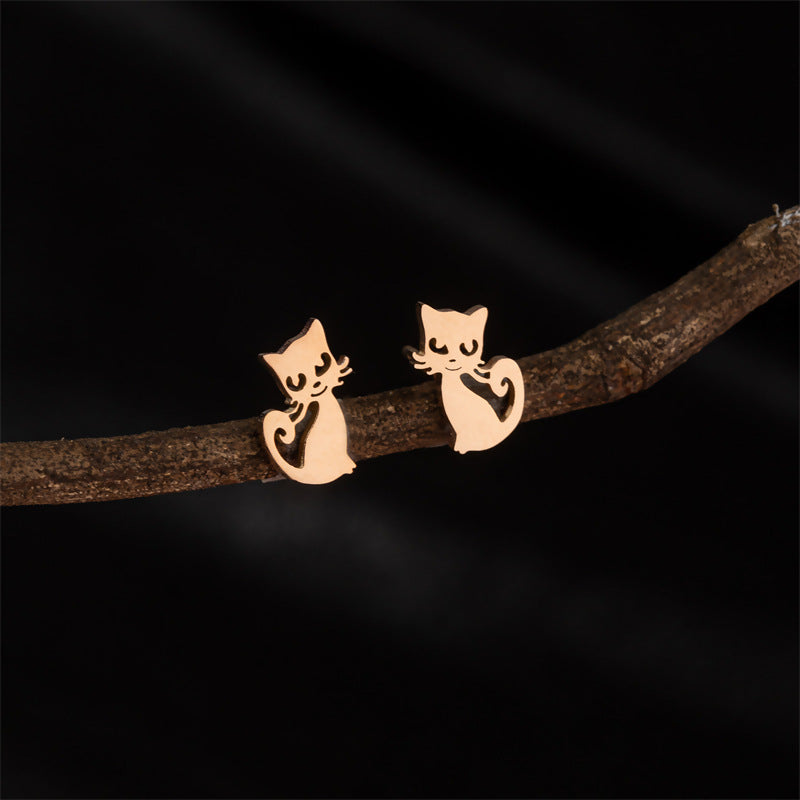 Stainless Steel Cute Simple Cartoon Animal Earrings