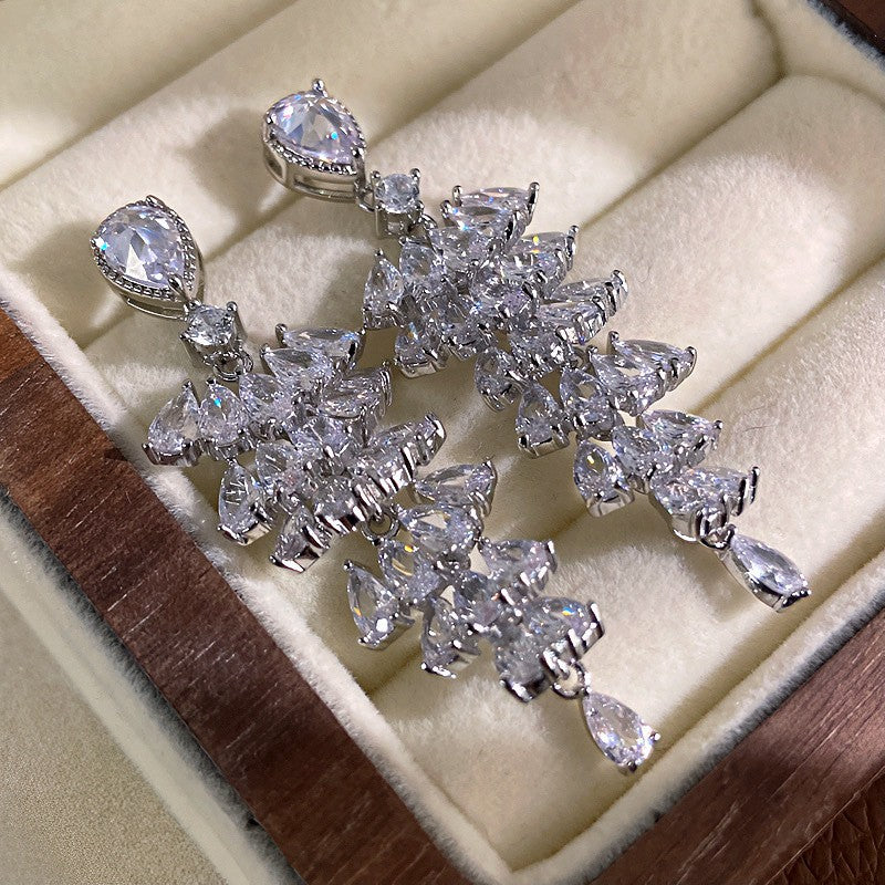 Fashion Zirconia Micro Inlaid Zircon Long Earrings