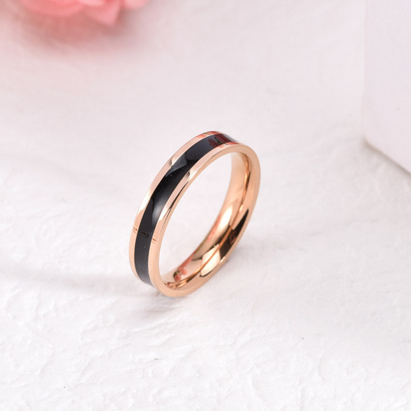 Epoxy Black White Lovers Female Fashion Personalized Design Rings