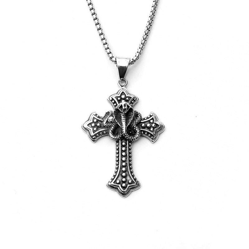 Men's Vintage Cross Ghost Head Titanium Fashion Necklaces
