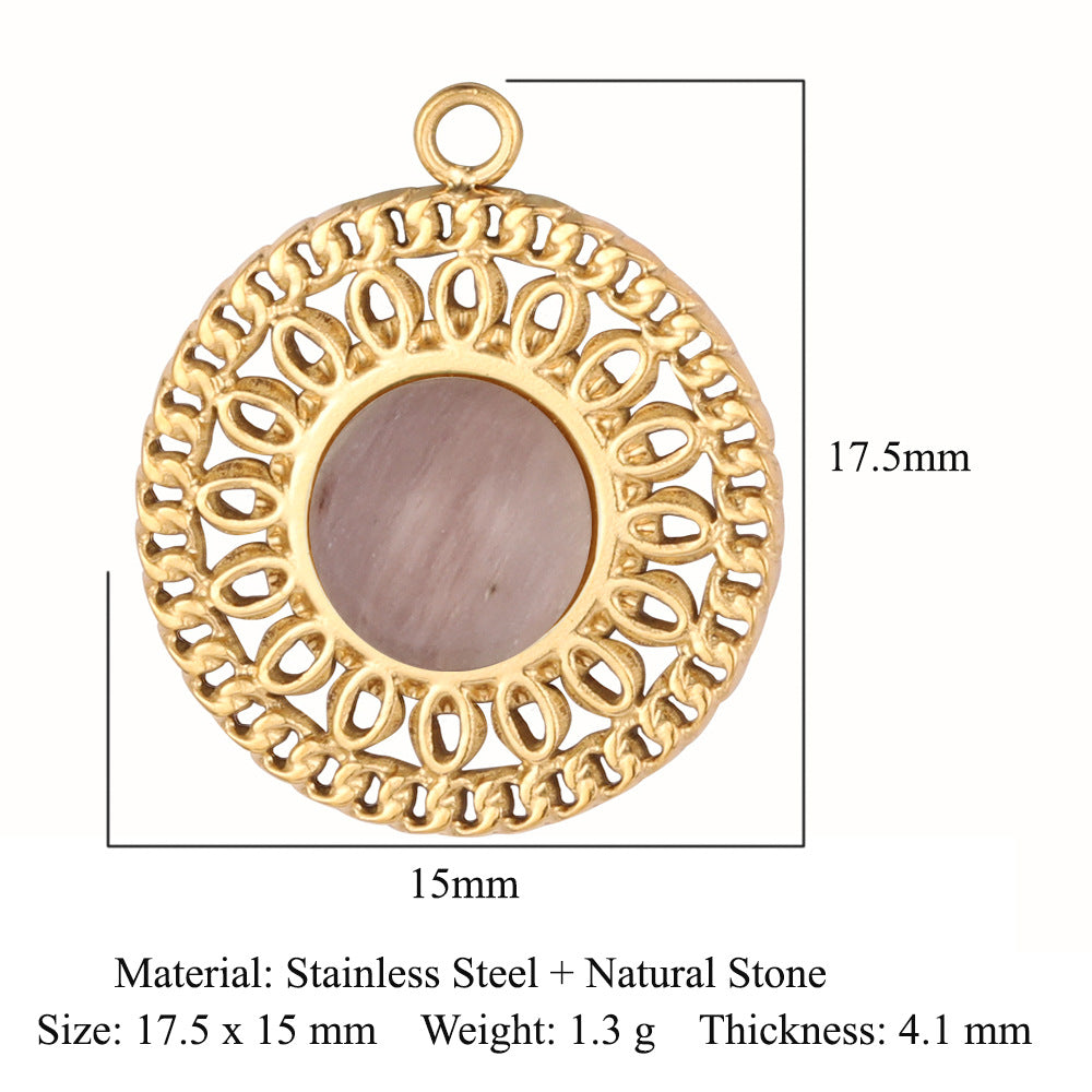 Bohemian Natural Stone Titanium Steel Jewelry Pendants