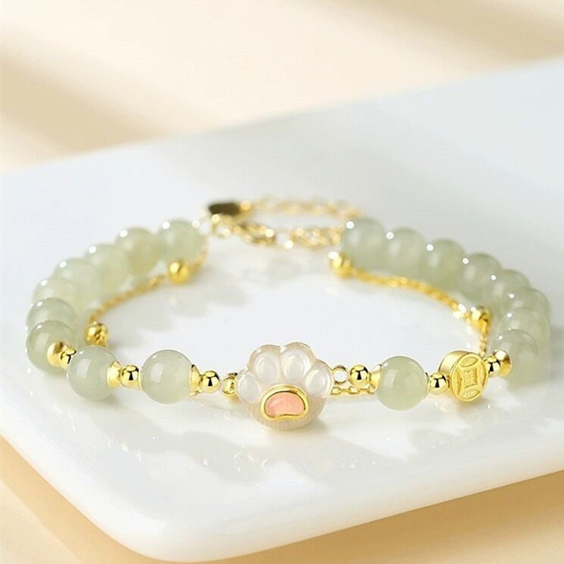Jade Light Luxury Cat's Paw Elastic Size Bracelets