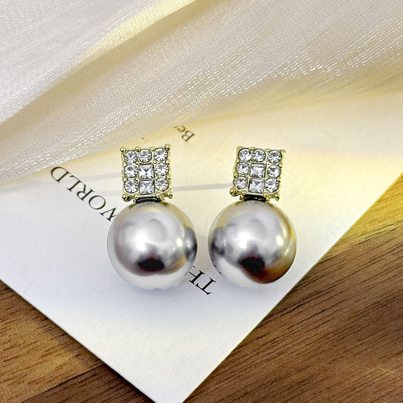 Women's Gold Plated French Entry Lux Pearl Fashion Dignified Earrings