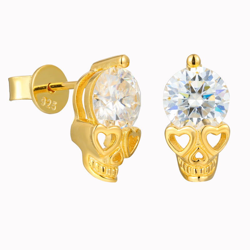 Retro Punk Skull Single Rhinestone Ear Earrings