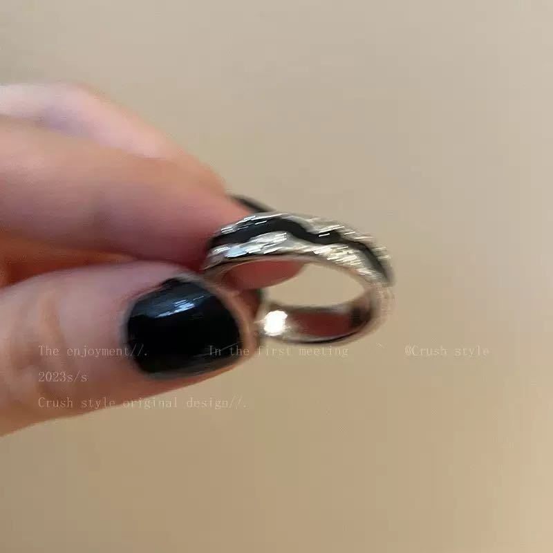 Black Drip Glazed Open Female Summer Niche Rings