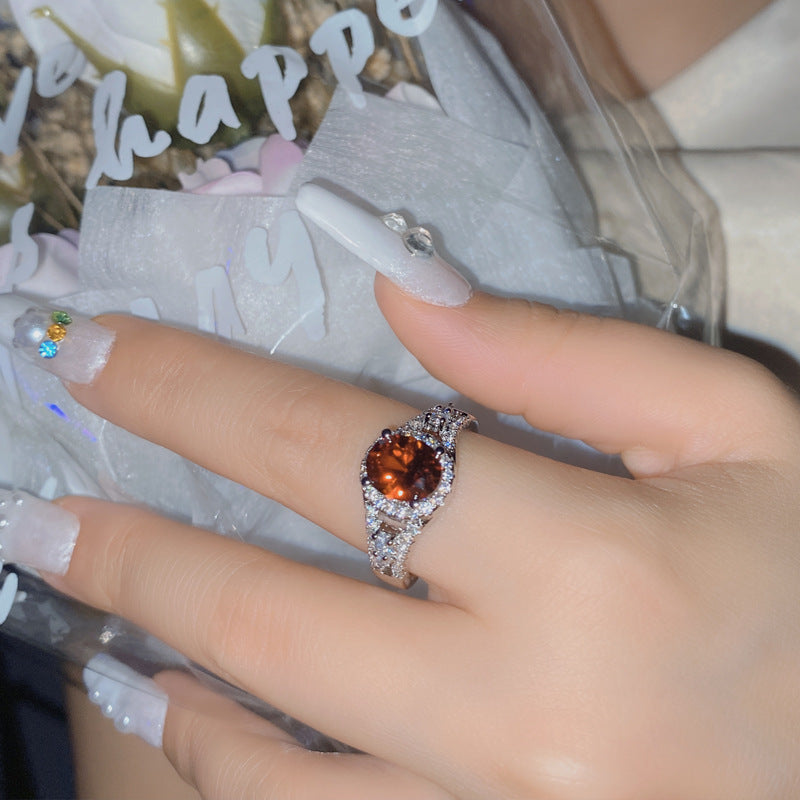 Elegant Bright Ruby Female Gold-plated Green Pointed Rings