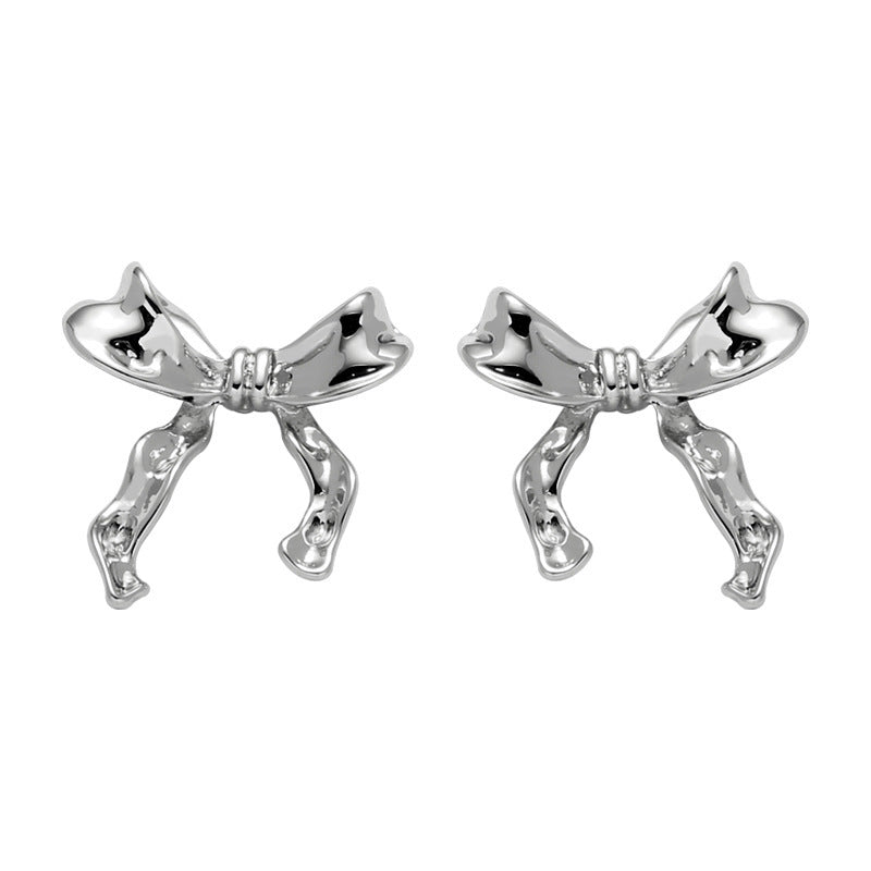 Women's Style Bowknot For Temperament Wild Delicate Sier Earrings