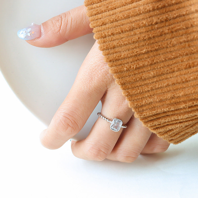 Retro Style Niche Design Square Zircon Brass Unique Personality Rings