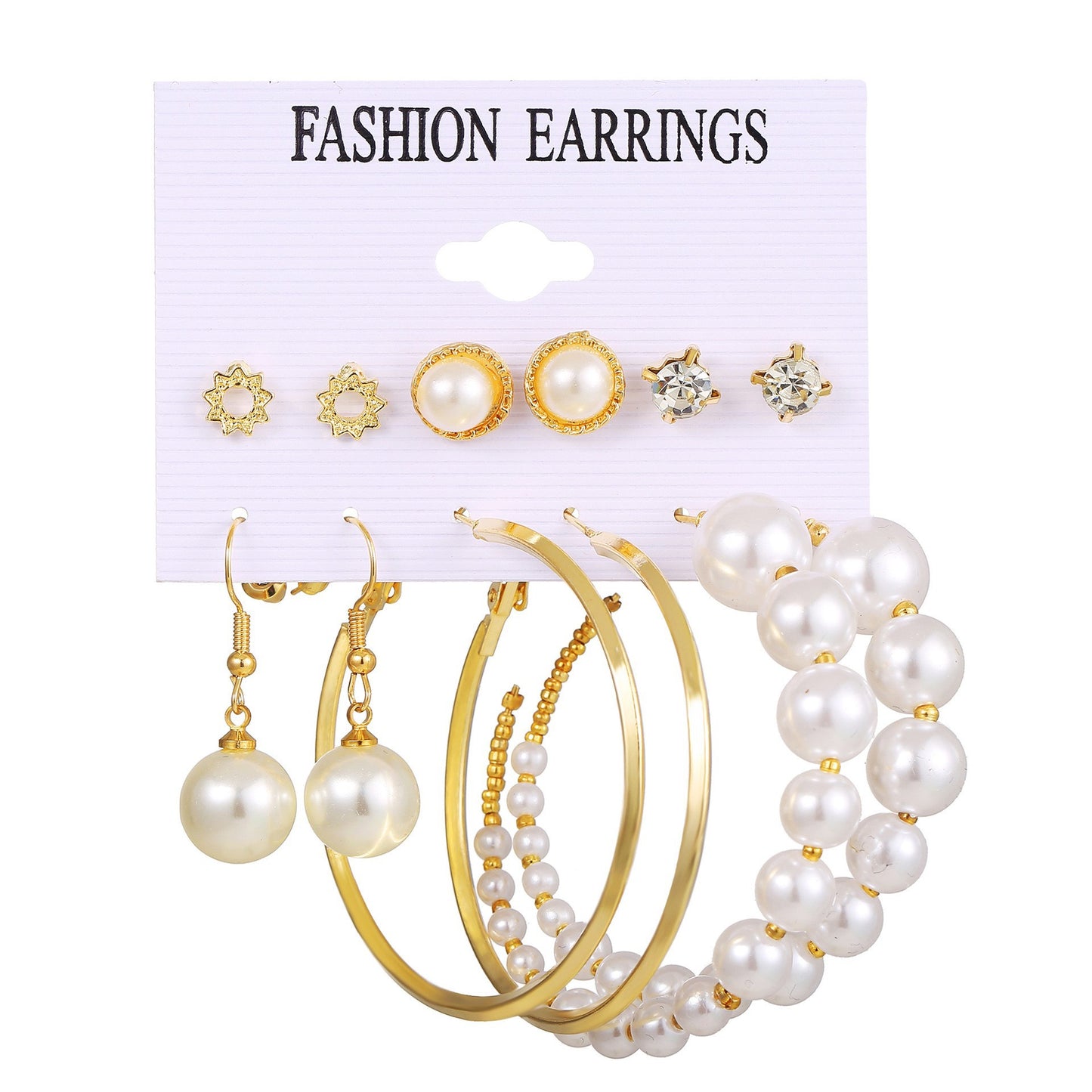 Pearl Tassel Suit Creative Simple Geometric Earrings