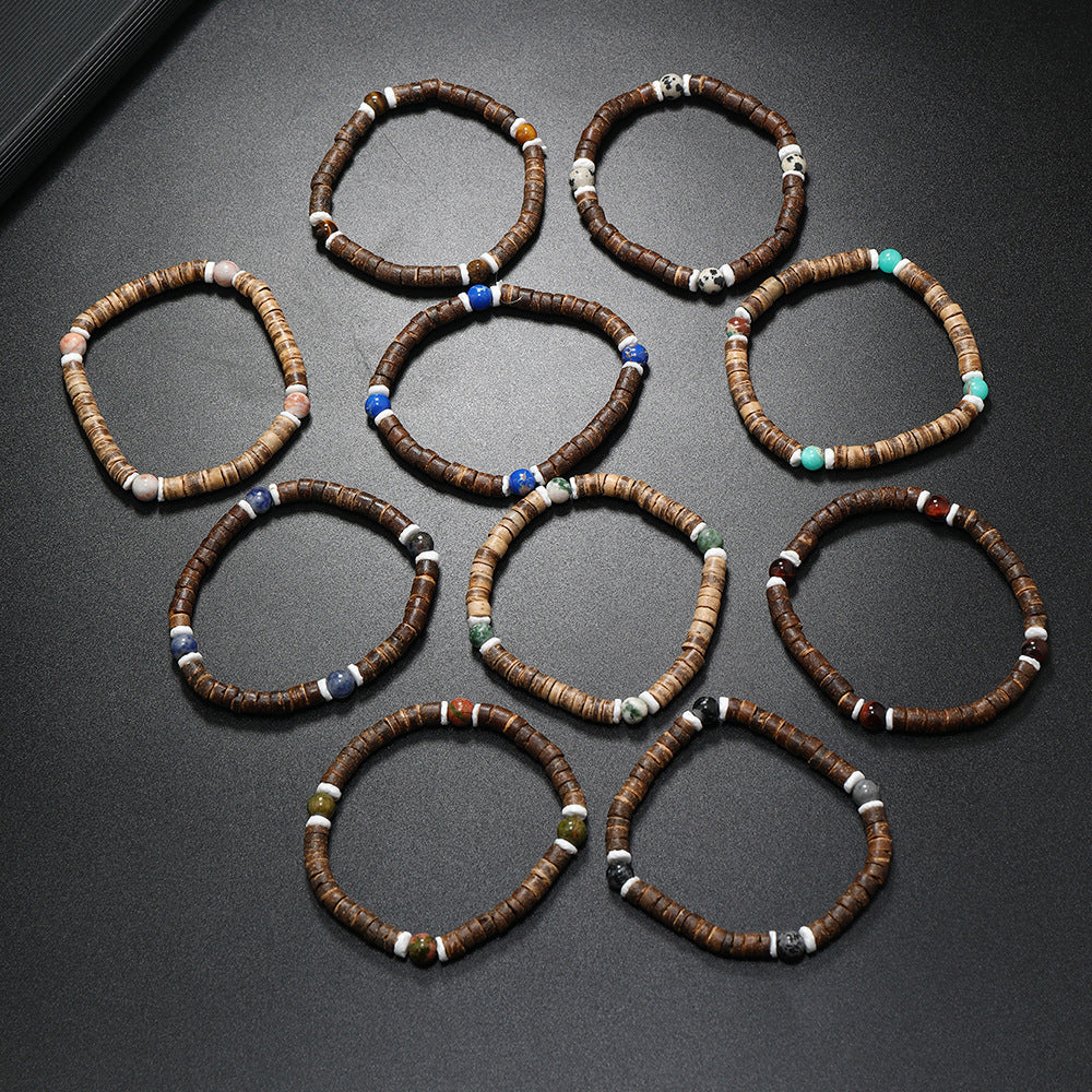 Ornament Simple Coconut Shell Natural Turquoise Bracelets