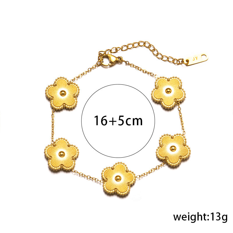 Elegant Five-leaf Flower Jewelry Suit Clover Laser Titanium Necklaces