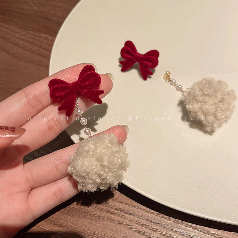 Sier Needle Drip Glazed Love Style Female Temperament Earrings