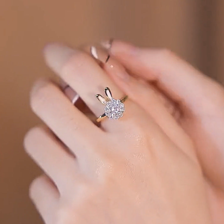Open Hollow Zircon Butterfly Love Heart-shaped Rings