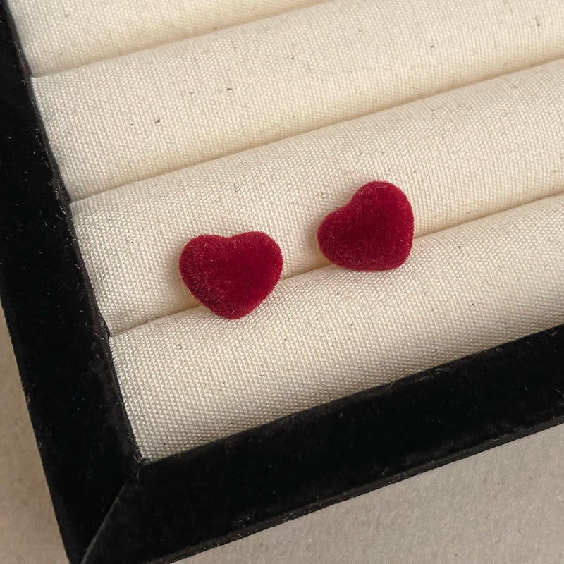 Sier Needle Drip Glazed Love Style Female Temperament Earrings