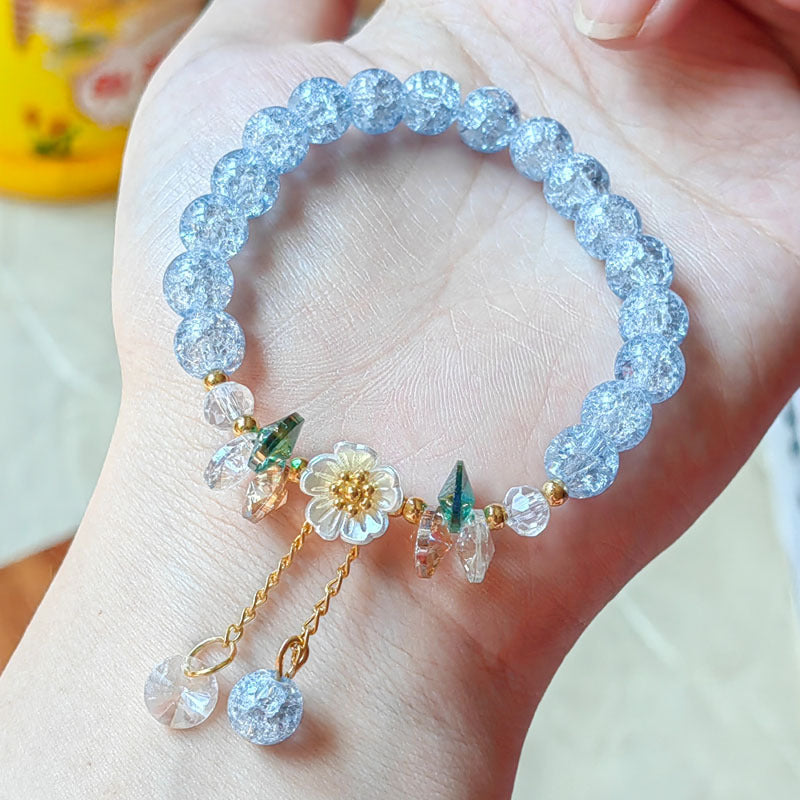 Camellia Little Daisy Crystal Girlfriends Color Glass Chipping Bracelets