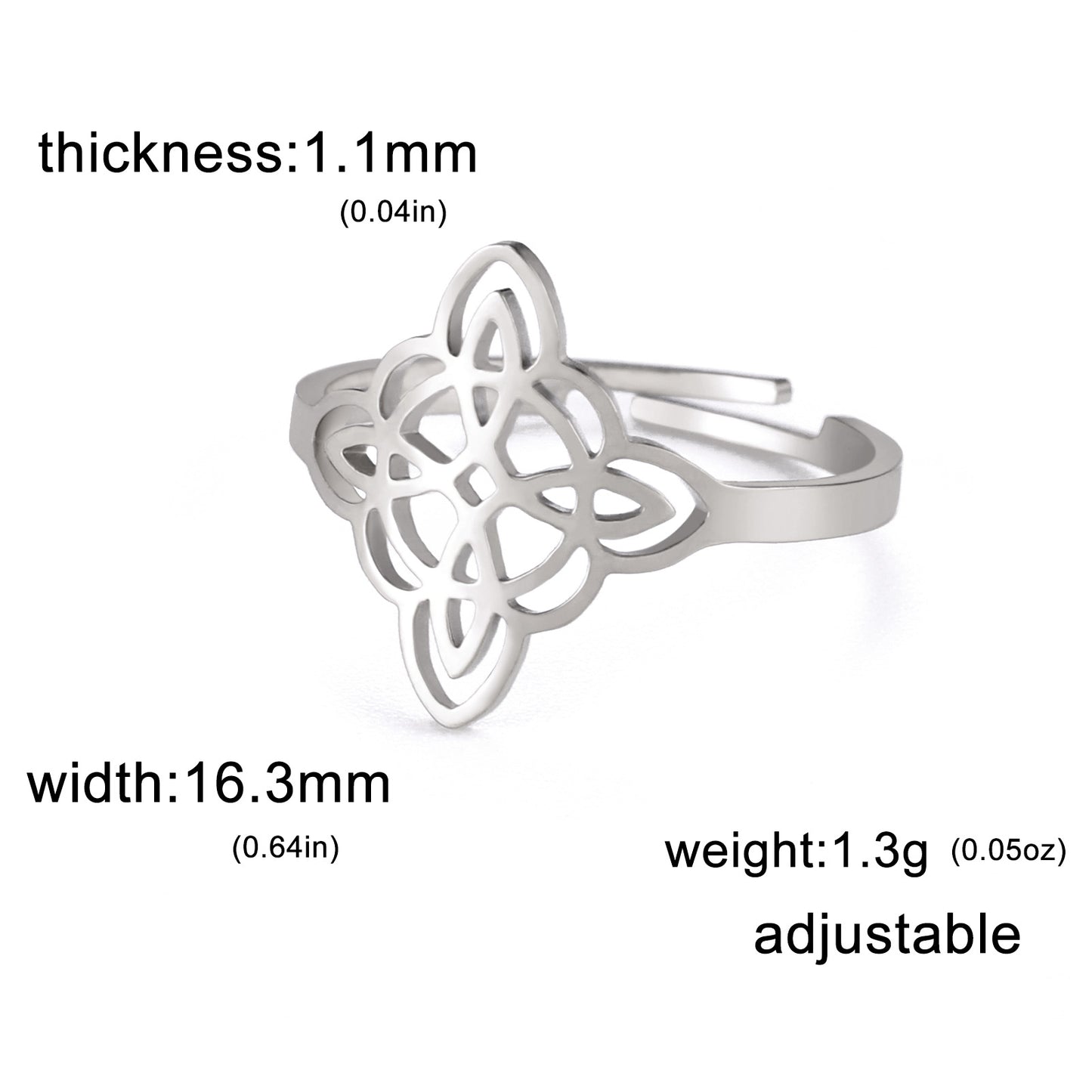 Women's Witch Knot Titanium Steel Adjustable Vintage Rings