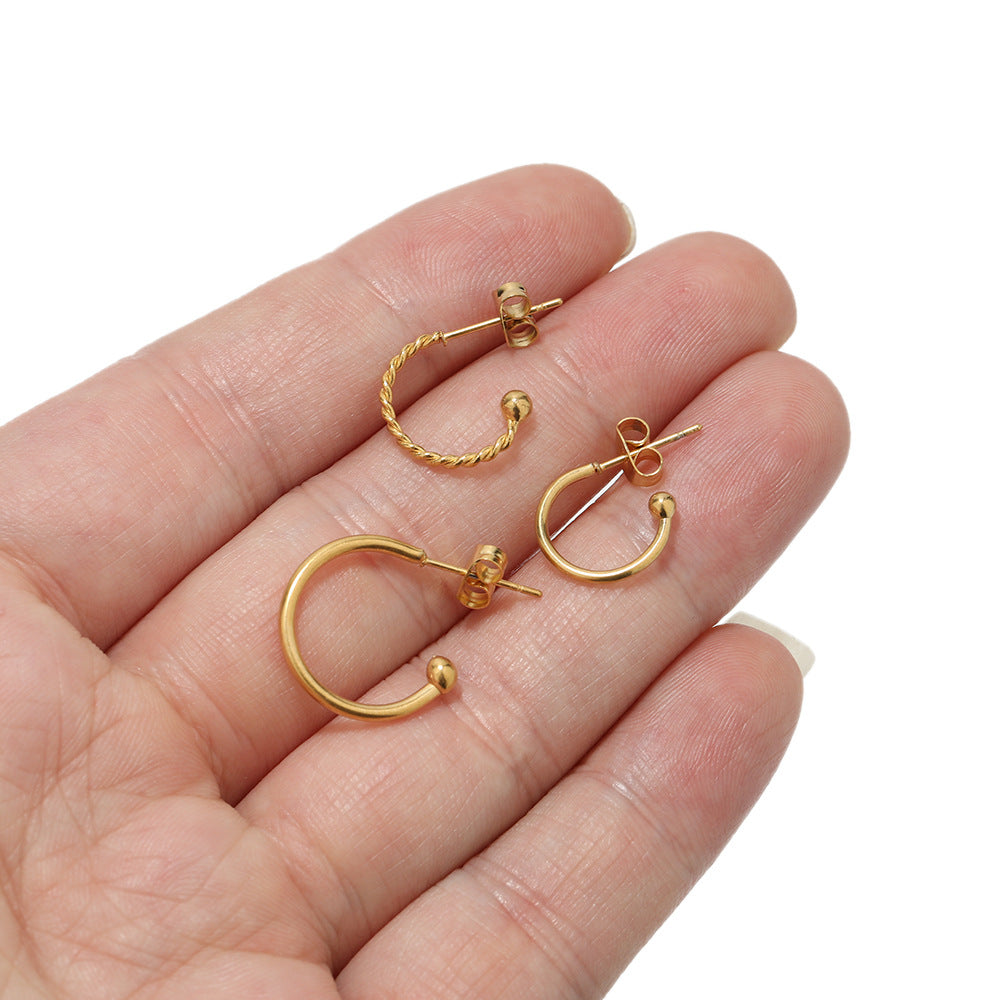 Shaped Titanium Steel Ear Personalized Twist Earrings