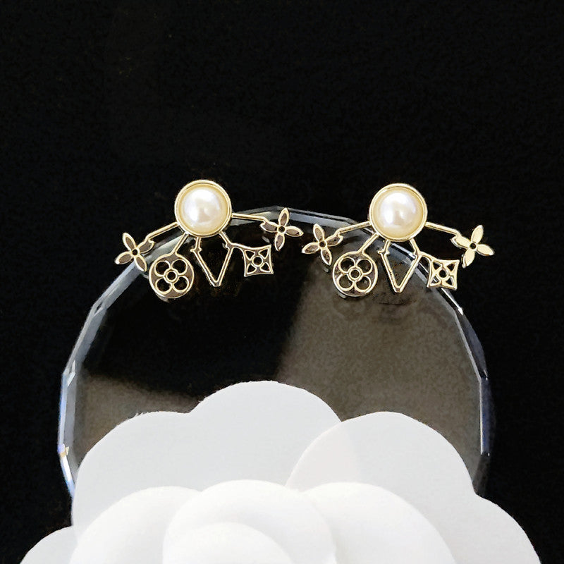Women's & Men's Quality Collection Trending Rhinestone Letters Sier Earrings