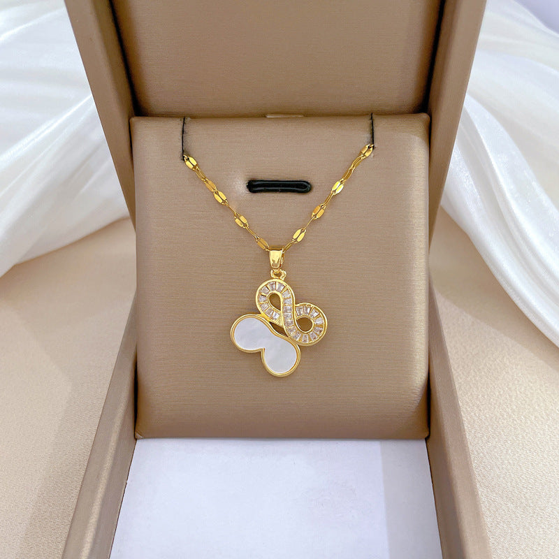 Steel Light Luxury Full Diamond Design Temperament Necklaces